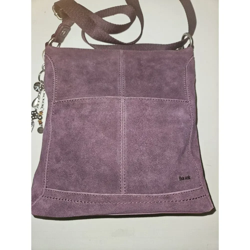 NWOT THE Sak Lucia Suede Leather Crossbody In Aubergine Color 11x12